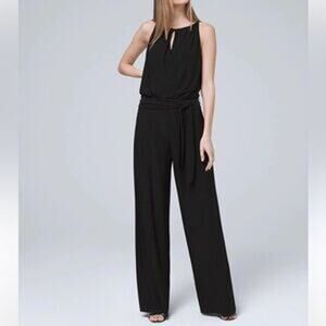 White House Black Market Women’s Keyhole Halter Sleeveless Jumpsuit Size S Black